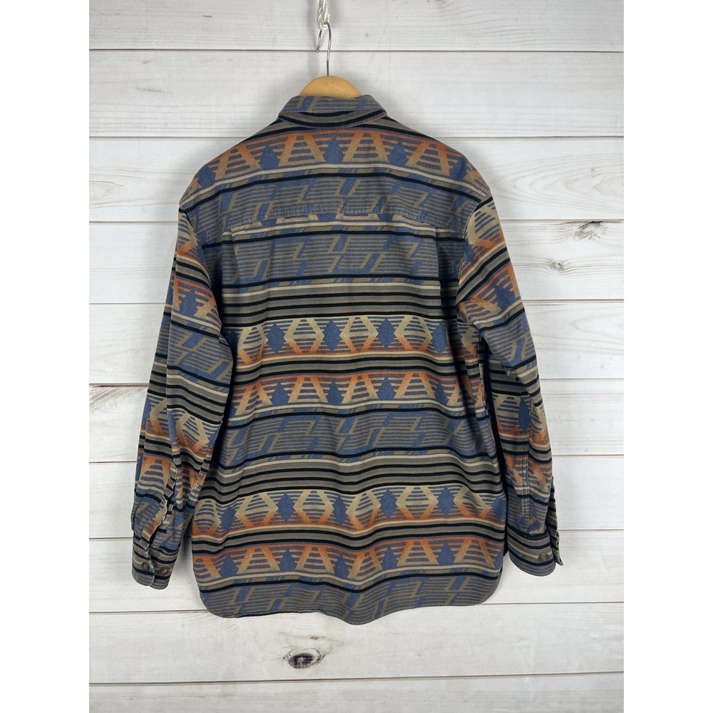 Cabela's Shirt Mens Large Blue Aztec Southwest Flannel Button Down Long Sleeve - Picture 2 of 7